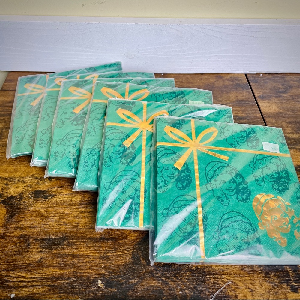Dolly Parton Green and Gold Holiday Party Lunch Napkins